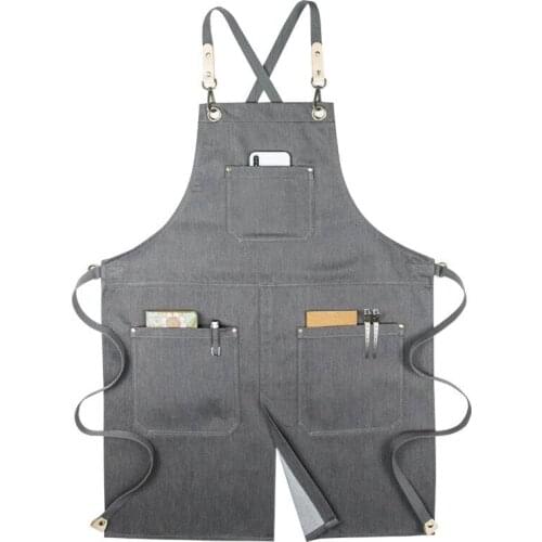 Demin Cloth Work Apron Split Fork with Long Straps Top Quality Apron Coffee Hairdressing Florist Home Painting Fashion Overall