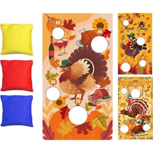 Bean Bag Toss Game With 3 Bean Bags Thanksgiving Decorations Sandbag Throwing Outdoor Sandbag Game Fun Game Family Party Toys