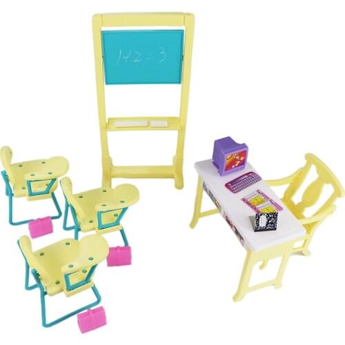 Toy gift original for princess barbie classroom doll accessories 1/6 bjd doll school desk barbie furniture supplies set