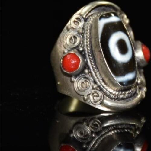 China White copper mosaic Days Beads ring crafts statue