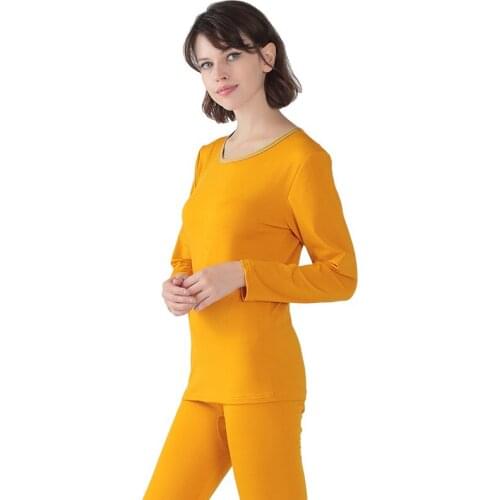 2021 classic solid color Women Winter Warm Top + Pants Shaping Thermal Underwear Ladies candy color plus size cotton long johns