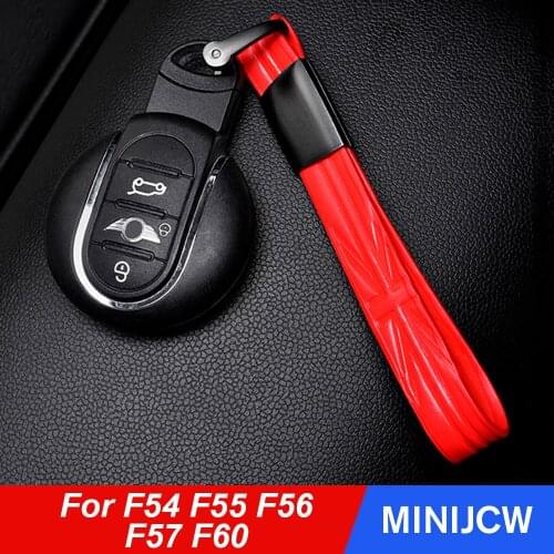 Car Leather Keychain Key Ring Rope Union Jack Decor For Mini Cooper JCW One S R55 R56 R60 F54 F55 F56 F60 Countryman Accessories