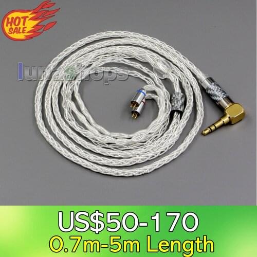 LN006346 99.99% Pure Silver XLR 3.5mm 2.5mm 4.4mm Earphone Cable For Flat Step JH Audio JH16 Pro JH11 Pro 5 6 7 BA Custom