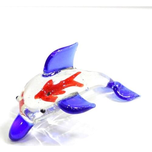 Miniature Glass Dolphin Figurines Home Desktop Kawaii Decor Collection Creative Cute Sea Animal Craft Ornaments Gifts For Kids