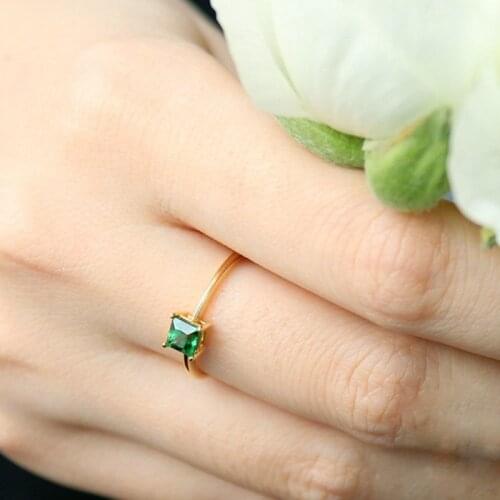 Minimalism Classic Engagement Ring Green Cubic Zircon Rings For Female Women Wedding Band CZ Rings Jewelry