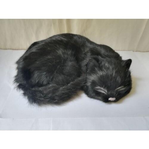 Simulation cat large 27x20cm model polyethylene&furs sleeping design black cat handicraft home decoration gift b0114