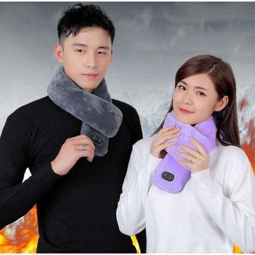 Fashion Plush Winter USB Electric Heated Collar Scarf Adjustable Temperature Vibration Massage Neckerchief Fuzzy Heating Shawl