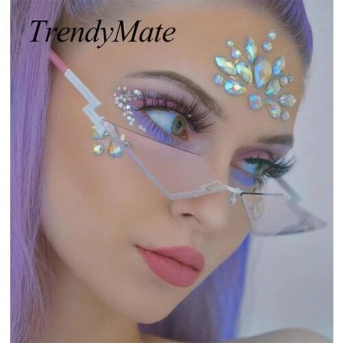 Fashion Rimless Sunglasses Women 2020 Vintage Clouds Tassel Steampunk Sunglasses Men Frameless Punk Glasses Shades UV400 5472