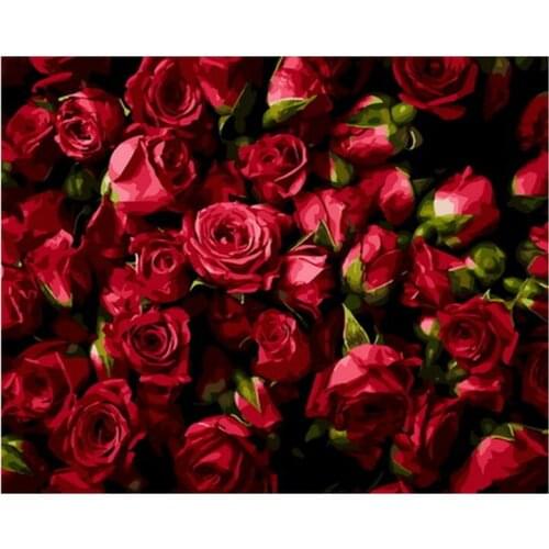 Frameless diy painting by numbers picture by numbers for home decor still life painting 4050cm red rose
