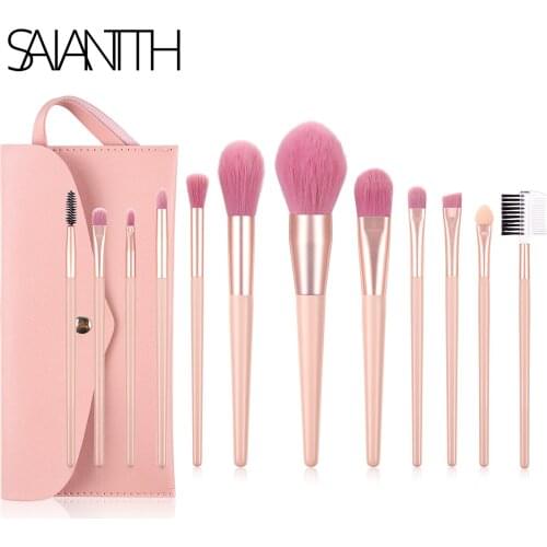 Saiantth 7pcs 12pcs nude pink makeup brushes kit beauty make up tool loose powder concealer blush eyeshadow brush cosmetic set