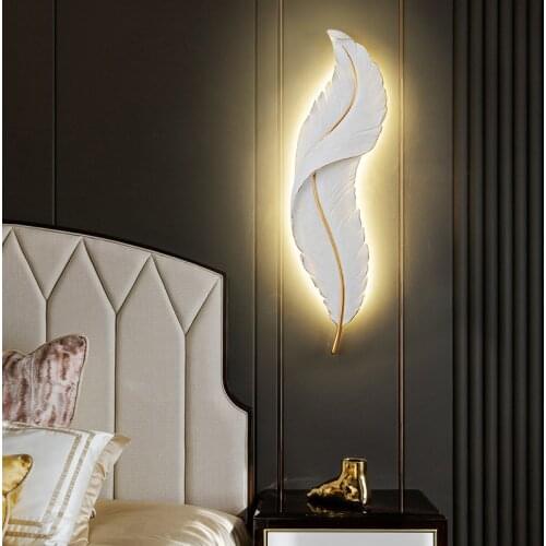 Feather Wall Lamp Living Room Bedroom Bedside LED Lamp Aisle Background Wall Nordic Luxury Creative Wall Decor