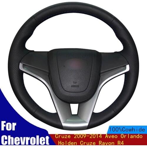 Steering Wheel Covers Handsewing Black Genuine Leather For Chevrolet Cruze 2009-2014 Aveo Orlando Holden Cruze Ravon R4