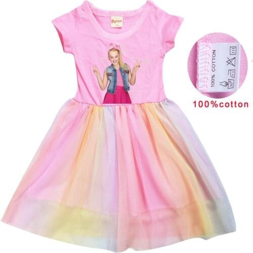 Girl Pink and white jojo Dress Summer Girls Princess Christmas Cotton Clothing Baby Children Carnival Kid Cartoon jojo Clothing