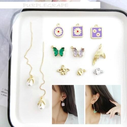 Maintains Color Alloy Net Red Little Daisy Butterfly Pearl Flower Angel yi jian chuan xin DIY Earrings Bracelet Pendant 4pcs
