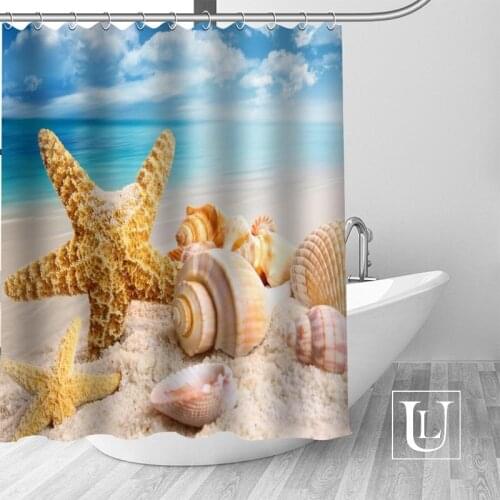 Custom Beach shells Bath Curtain Fabric Modern Shower Curtain bathroom beautiful Curtains Bath decor