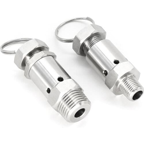 1/4" 1/2" BSPT Male 1 2 3 4 5 6 Bar 0.5-10 Bar 304 Stainless Steel Sanitary Spring Pressure Air Relief Safety Valve Homebrew