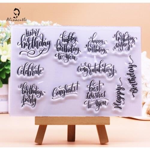 Alinacutle CLEAR STAMPS Happy Birthday Sentiments Scrapbooking Card Album Paper Craft Rubber Transparent Silicon Clear Stamp
