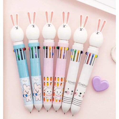 Rabbit Stationery 10 Color Pen Cartoon Kawaii Pens Novelty Gel Pens Student Rabbit Cute Pen Stationery Kawaii School Supplies