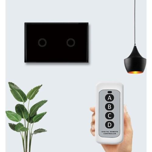 Touch Switch US Standard Panel Smart Touch Wall Light Switch 1/2/3 Gang 1 Way Crystal Glass Panel Touch Switch Remote Control