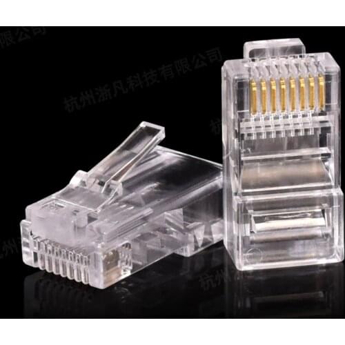 RJ45 Cat5e Cat6 Patch Cable Network Adapter 8P8C Crystal Head Perforated Through Hole Connector UTP RJ 45 Terminal Plug