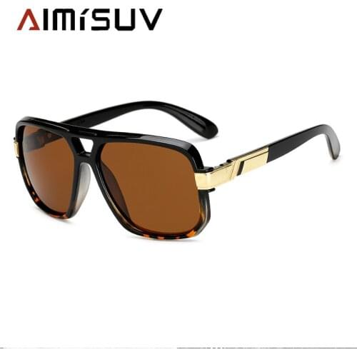 AIMISUV Oversized Sunglasses Men Classic Double beam Square Frame Sun Glasses For Ladies metal element UV400 gafas de sol hombre