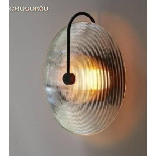 Nordic modern minimalist creative personality glass living room round bed bedroom aisle wall light model house wall lamp