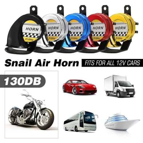 Universal 12V DC 130db Motorcycle Snail Air Horn Siren Super Loud For Car Truck Motorbike Waterproof