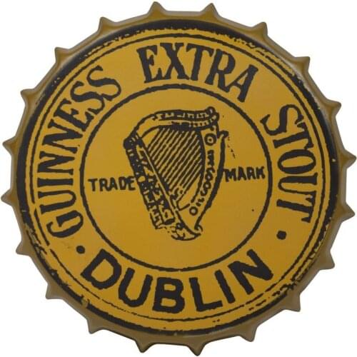 Guinness Vintage Aluminum Bottle Cap Sign Metal Wall Decor