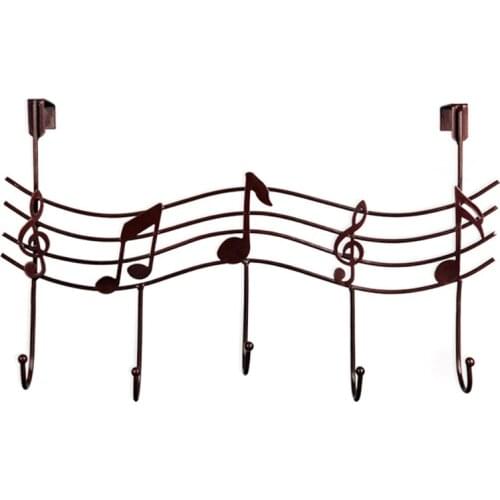 Wavy Musical Notes 5 Hooks Wall Coat Hooks Hanger Simple Design Decor Household
