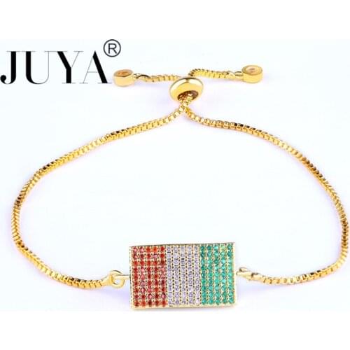 Top Quality Copper Zirconia Italy Flag Bracelets For Women Men Jewelry 4 Colors Adjustable Chain Handmade Bracelet bransoletka