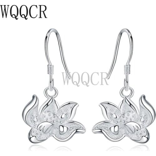 WQQCR Hot Sale 925 Silver Color Fashion Flowers Beautiful Earring Jewelry Lady Earring Earring Gift