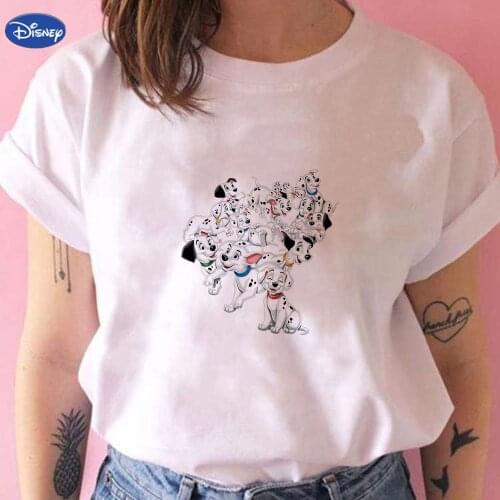 Disney 101 Dalmatians Women T Shirt Playing Many Dalmatians Printed Tshirt Soft Girl Aesthetic Clothes Women Short Sleeve