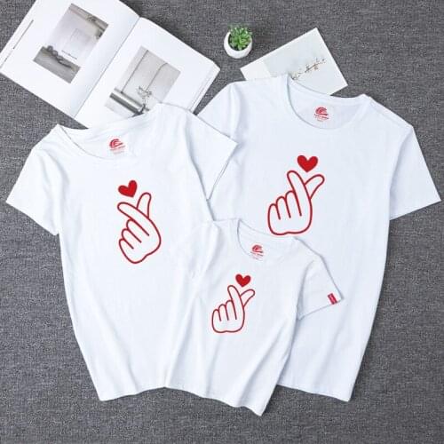 Love You Family Matching Clothes Outfits Summer Short Sleeve Round Collar t shirt Cotton Casual Mommy and Me clothes Family Look