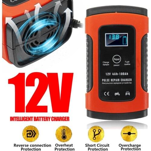 1pc 12V Fully Automatic LCD Pulse Repair Charger For Car Motorcycle AGM Gel Wet Lead Acid Battery Tool