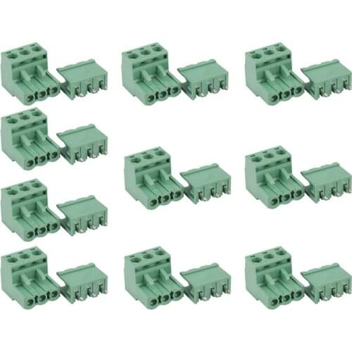 10Pcs 5.08Mm Pitch 3Pin Plug-In Screw PCB Terminal Block Connector Right Angle