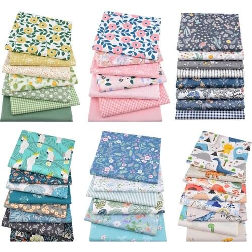 10 Styles Of Stylish Twill Printed Cotton DIY Handquilting Set 6/7/8 Pieces 25*25 Floral Home Fabric