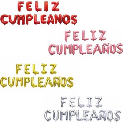16 inch Letters FELIZ CUMPLEANOS Foil Balloons birthday party decorations kids balls Alphabet Air Balloons Baby Shower 200601