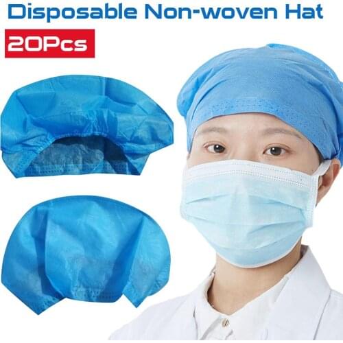 20PCS Non-woven Disposable Shower Caps Pleated Anti Dust Hat Women Men Bath For Spa Hair Salon Beauty Accessories