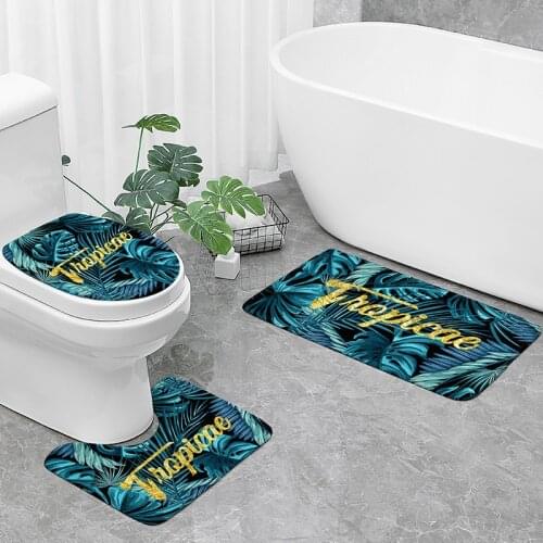 3Pcs Set Bathroom Mat Set Flannel Anti-Slip Pedestal Rug & Lid Toilet Cover & Bath Mat door mats entrance absorbent foot mats