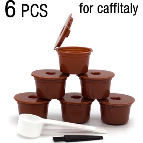6Pcs High Quality Refillable Coffee Capsules Plastic Coffee Pods Fit for Caffitaly Reusable Coffee Filter Kitchen Coffeeware