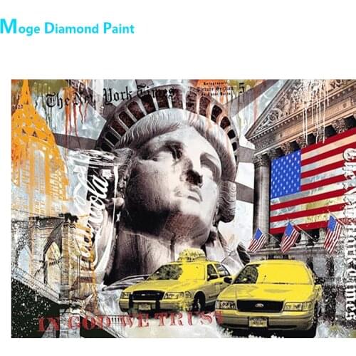 Abstract Statue of Liberty Diamond Painting Round Full Drill Scenic City Nouveaute DIY Mosaic Embroidery 5D Cross Stitch Taxi