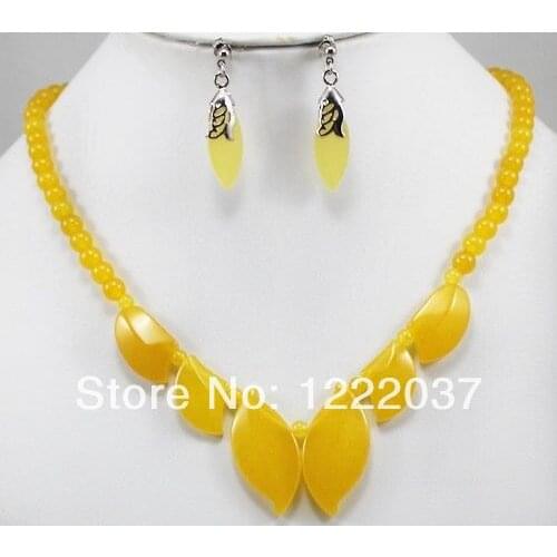 African Natural yellow stone Earrings Necklaces Jewelry Sets