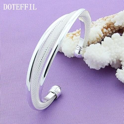 DOTEFFIL 925 Sterling Silver Network Bangle Bracelet For Woman Wedding Engagement Fashion Charm Party Jewelry