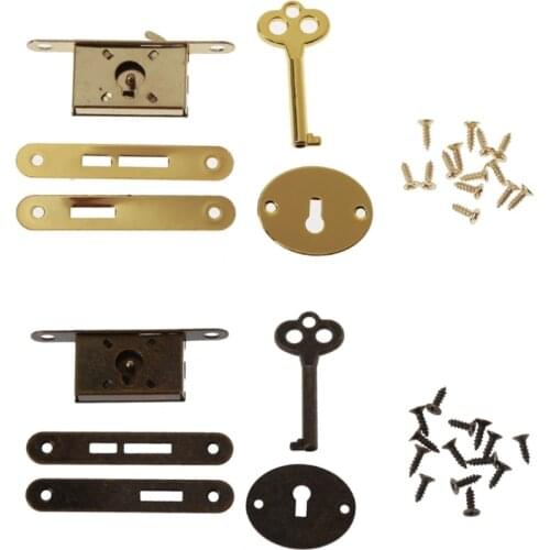 Bronze Full Mortise Locks Small Jewelry Box Decorative Antique Locks Replacement