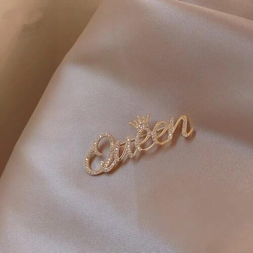 New creative letter queen brooch in 2021 Halloween crown Womens brooches christmas party pins Sexy Badge for girls Light proof