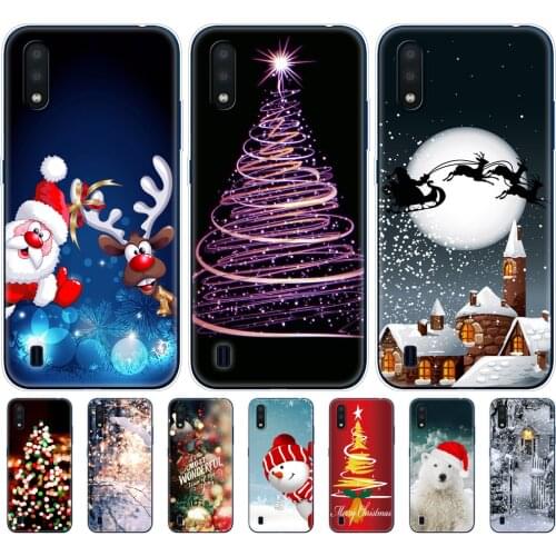 For Samsung M01 Case 5.7" Cover For Samsung Galaxy M01 M 01 SM-M015FZBDSER Phone Back Shell winter snow christmas happy new year