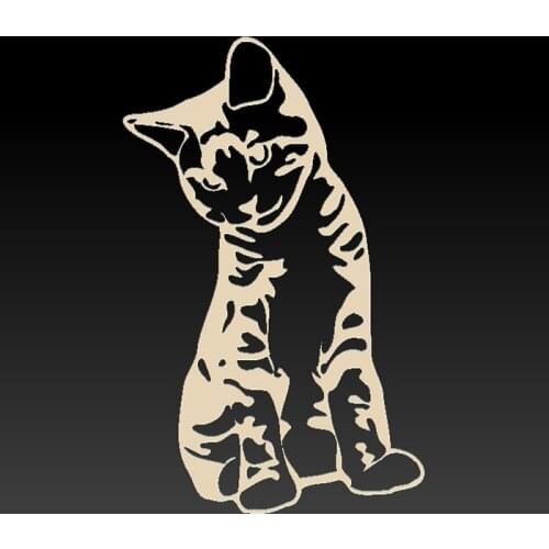 Cat digital file 3d model relief for cnc carving engraving in STL file format