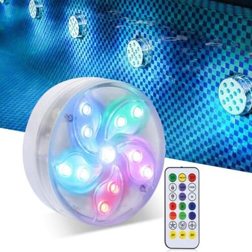 Colorful Submersible Lamp IP68 Waterproof 13 LED Magnetic Suction Cup Swimming Pool Light for Fish Tank Party Decoration