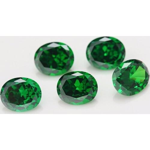 Hot sale oval shape Green cz oval gemstone Synthetic Oval Cubic Zirconia color cz nano stone beads wholesale price for jewelry