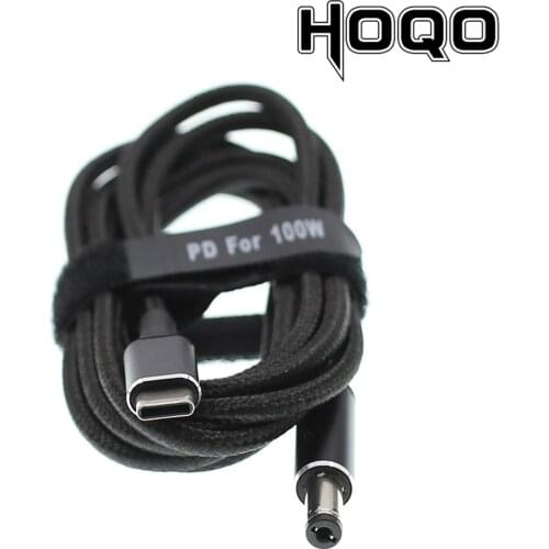 Nylon braided sheath PD power supply wiring Type-C to 5.5X2.1 charging cord with built-in E-marker 5A high-power charging cable